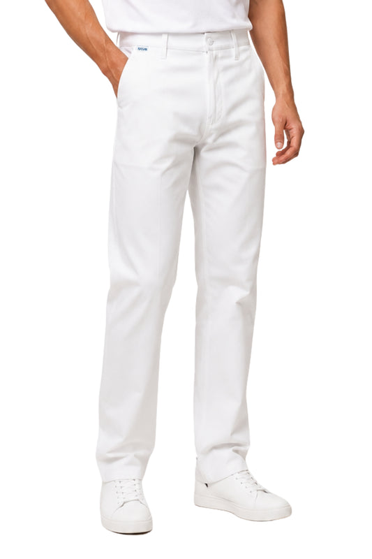 PANTALÓN DE GABARDINA HA-17R Blanco - con TECNOLOGÍA REPELENCIA - CABALLERO