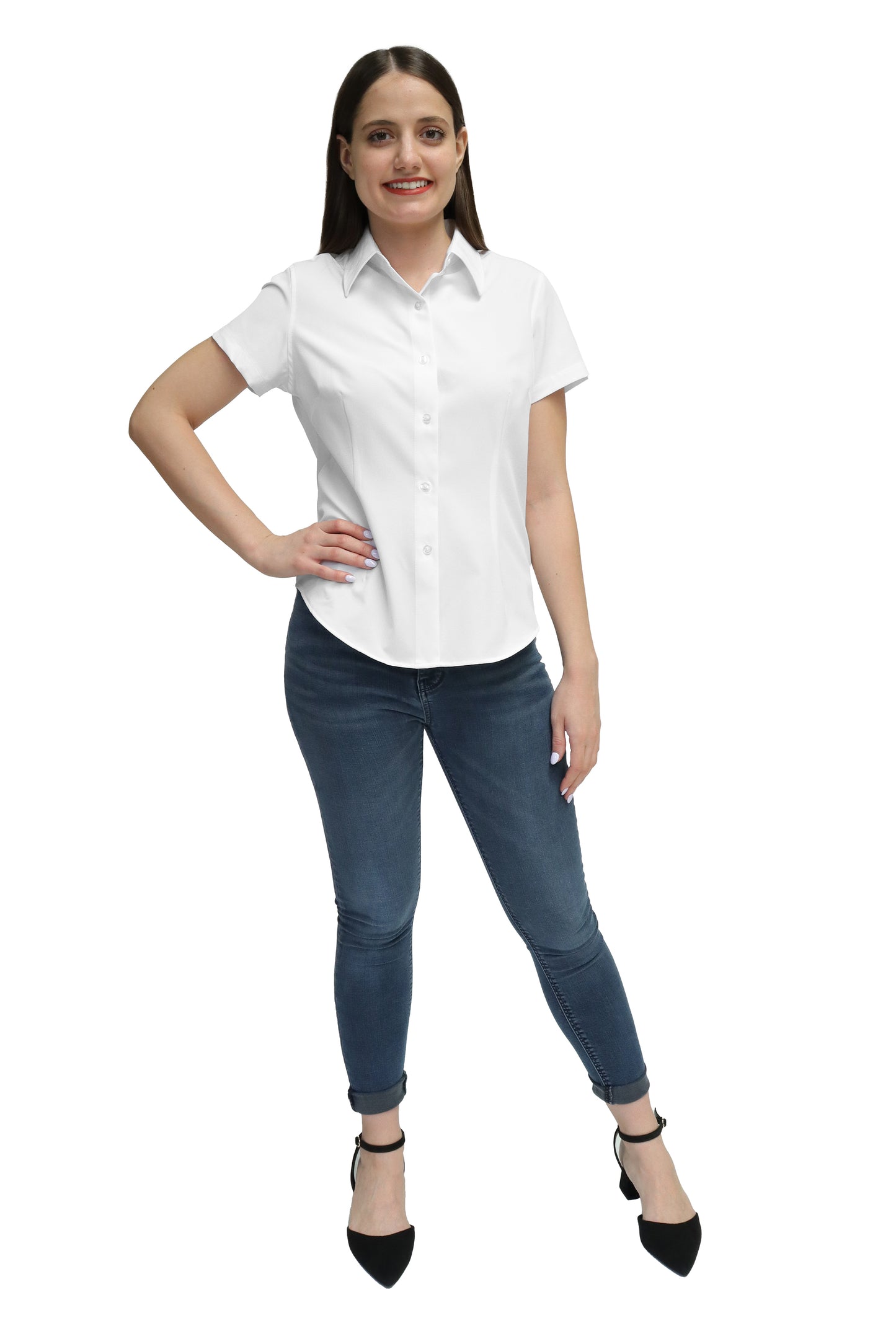 CAMISA DAMA MANGA CORTA Tela Doble Stretch Repelente UNI-DAM-01