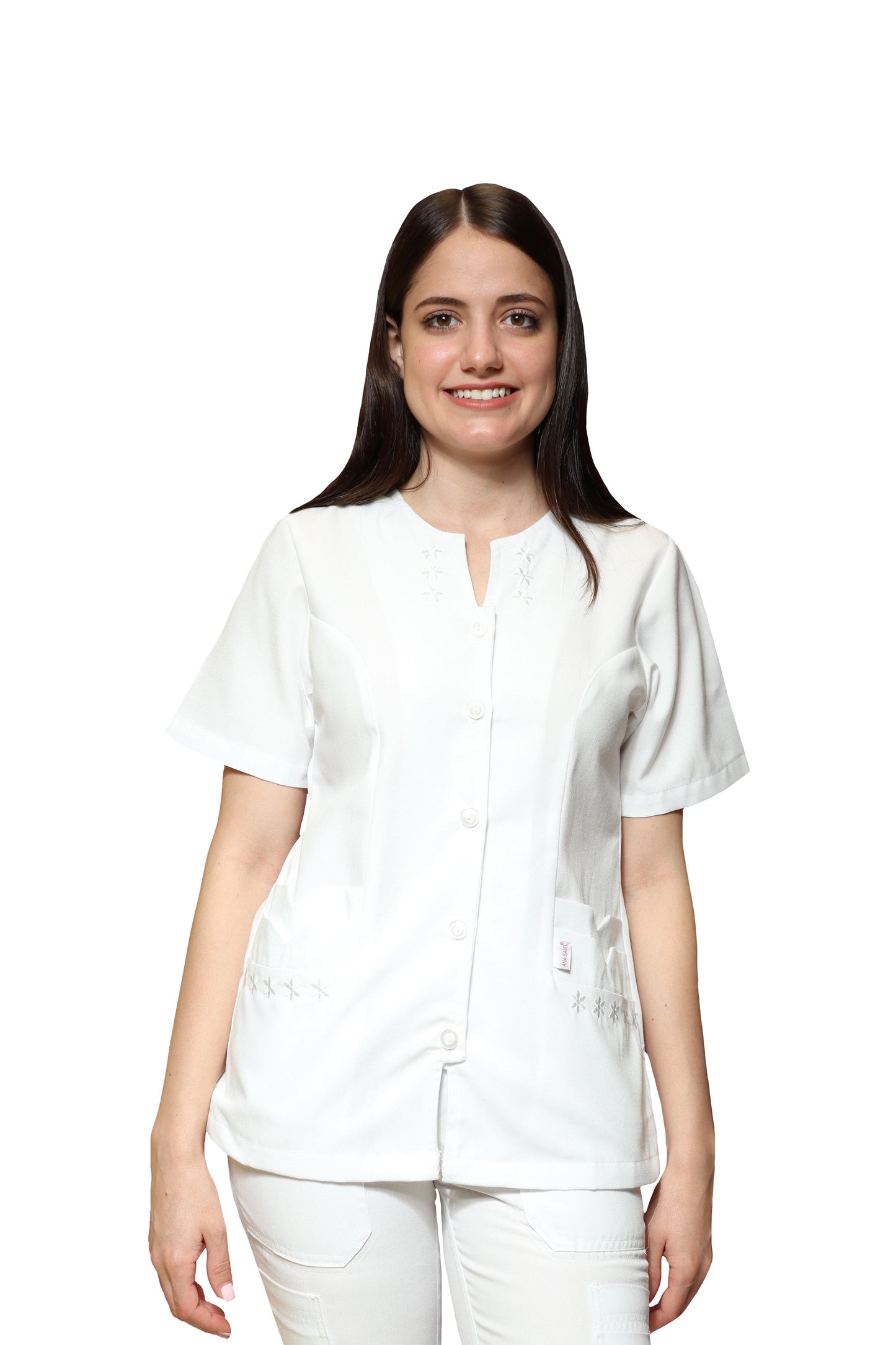 Filipina Top AI-114 DOBLE BOLSA DAMA - Color BLANCO