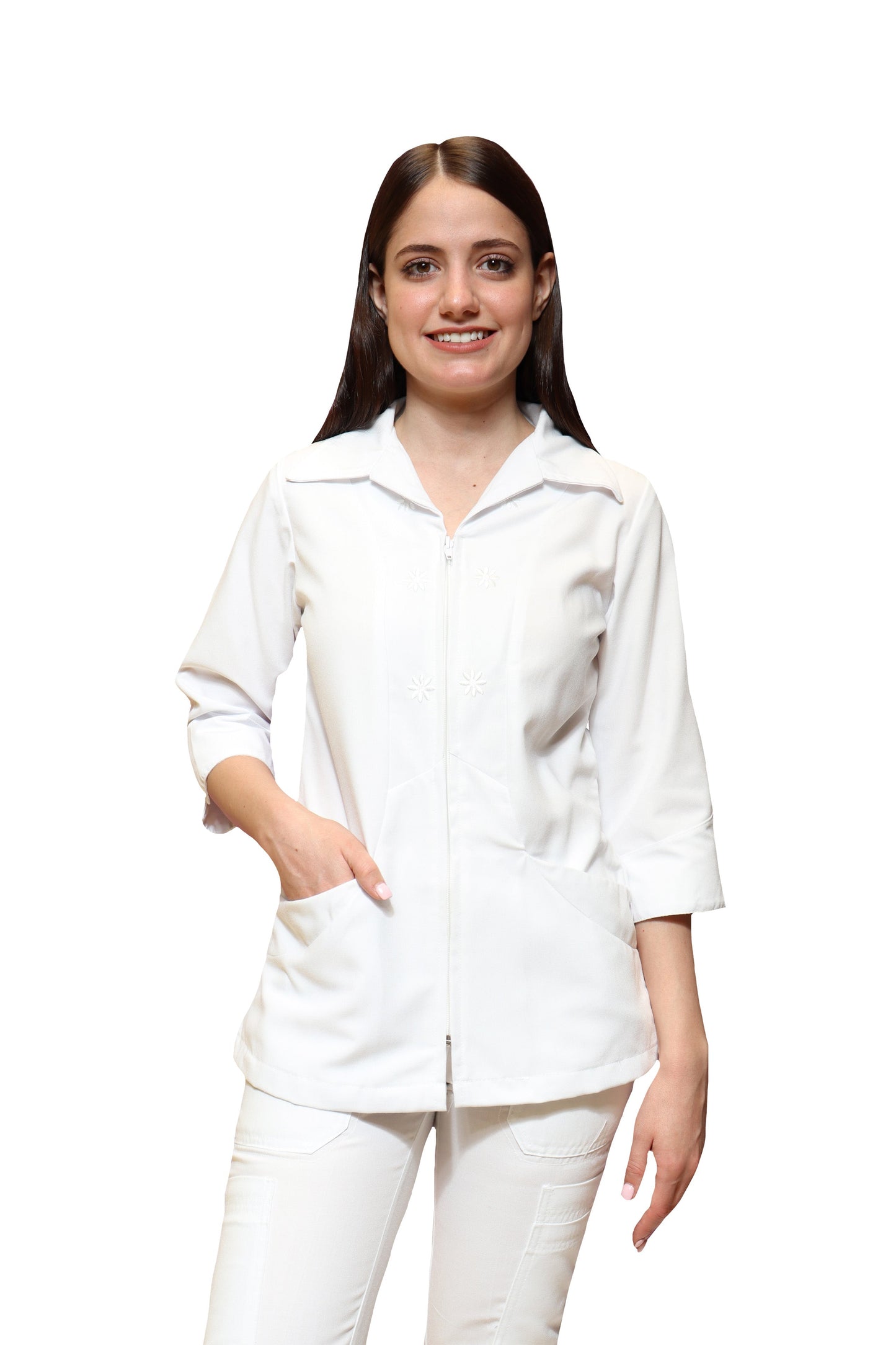 Filipina Top AI-124- MARGARITAS DAMA - Color BLANCO