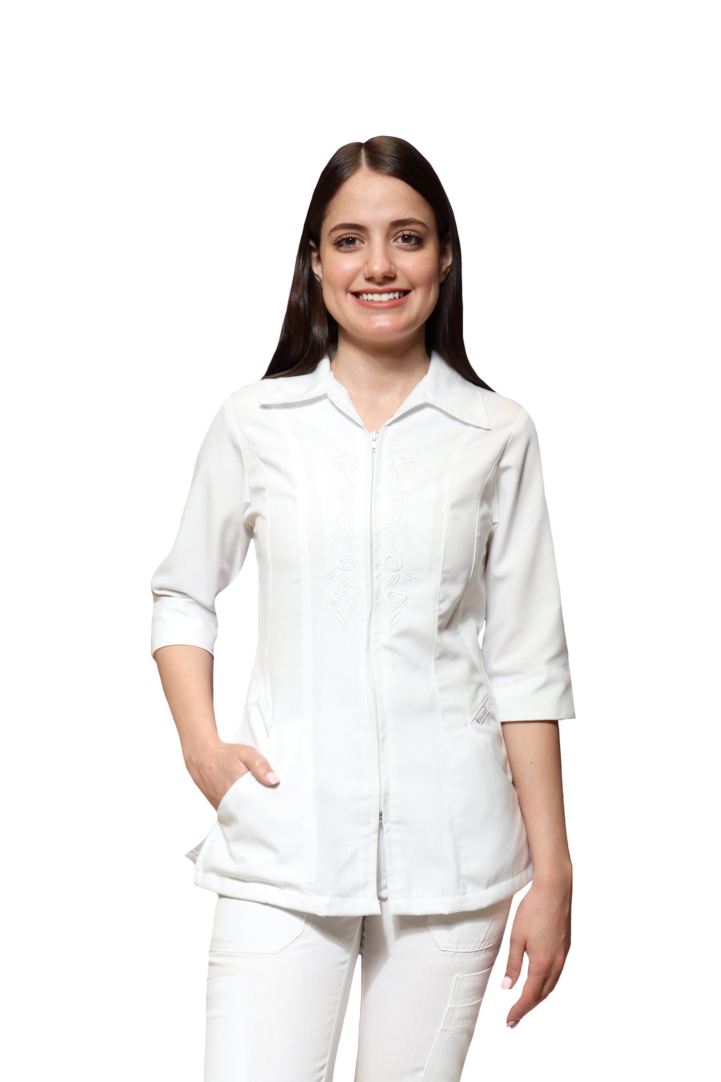 Filipina Top AI-161- CORAZONES DAMA - Color BLANCO