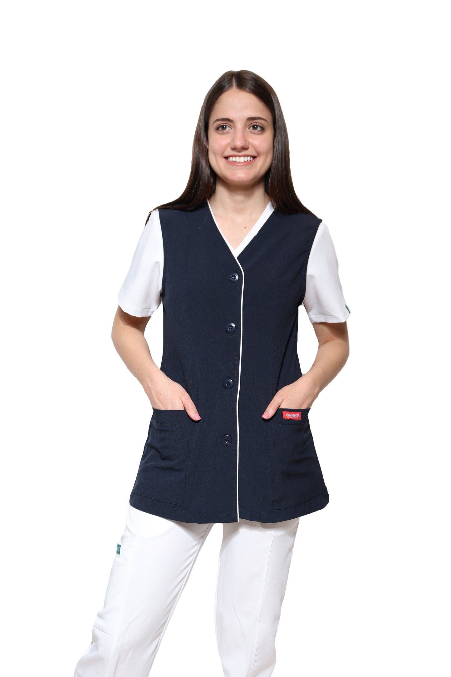 Chaleco Reglamentario para Enfermera Repelente a Fluidos - para Dama - ER-54 - ANA ISABEL UNIFORMES
