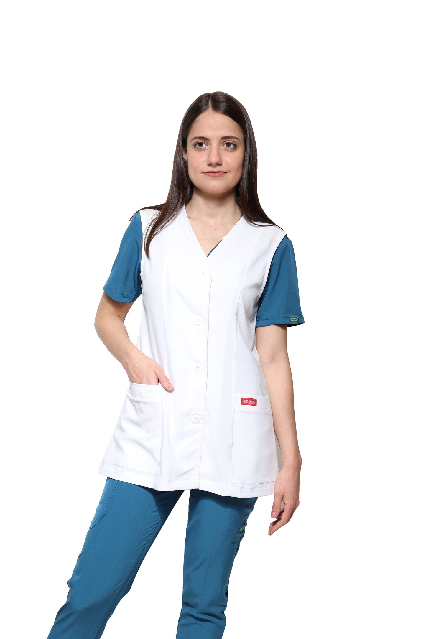 Chaleco Reglamentario para Enfermera Repelente a Fluidos - para Dama - ER-54 - ANA ISABEL UNIFORMES