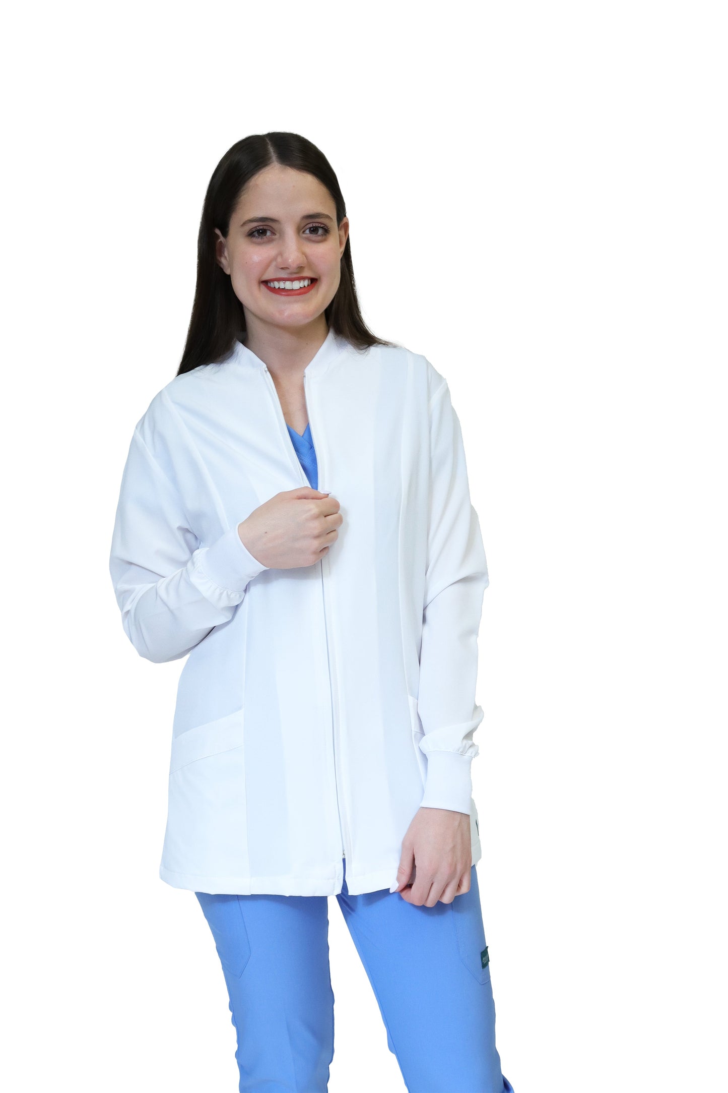 CHAMARRA WARM UP DOBLE STRETCH CON CIERRE con REPELENTE A FLUIDOS para Dama - EV-25