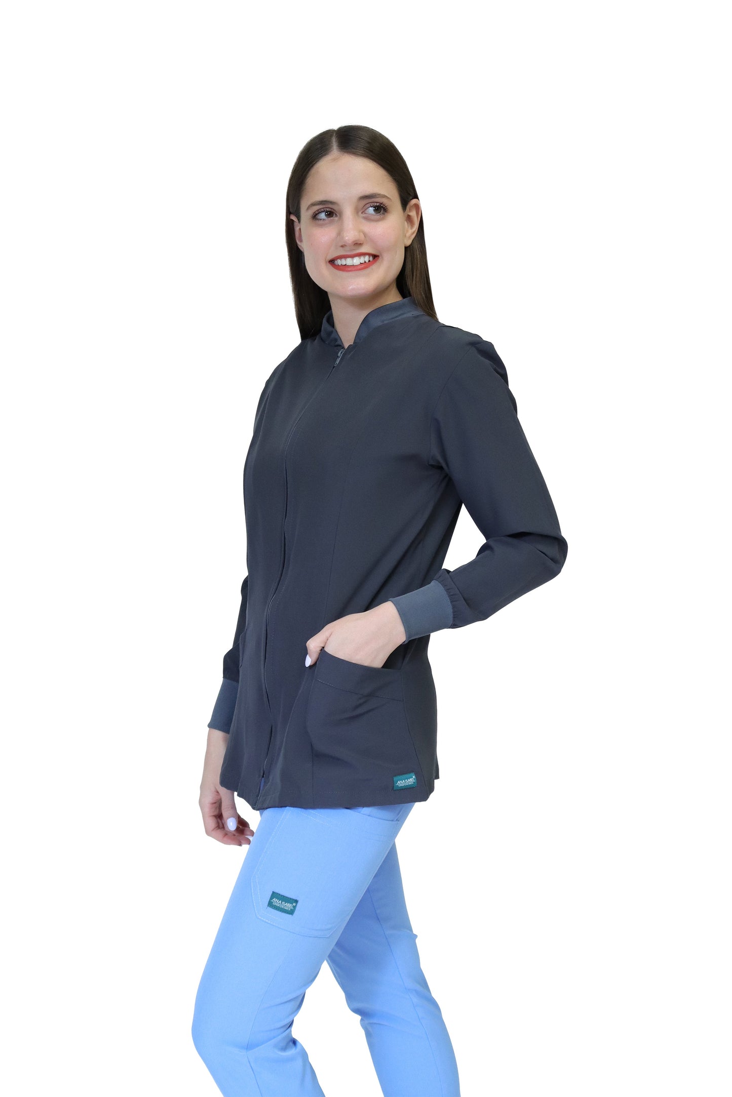 CHAMARRA WARM UP DOBLE STRETCH CON CIERRE con REPELENTE A FLUIDOS para Dama - EV-25