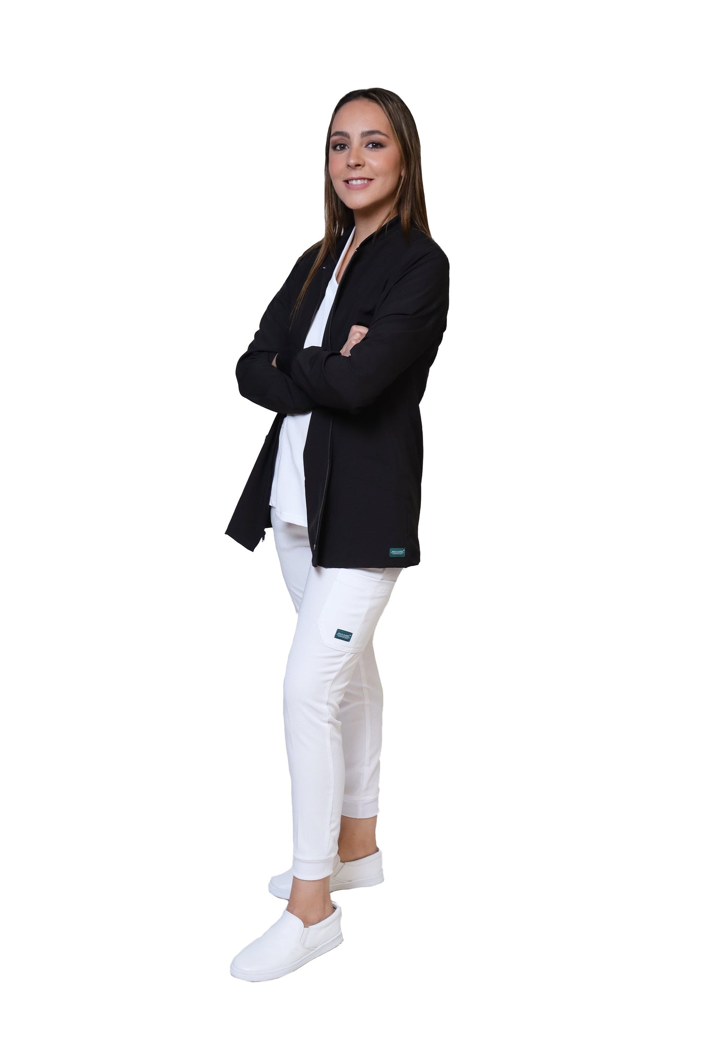 CHAMARRA WARM UP DOBLE STRETCH CON CIERRE con REPELENTE A FLUIDOS para Dama - EV-25