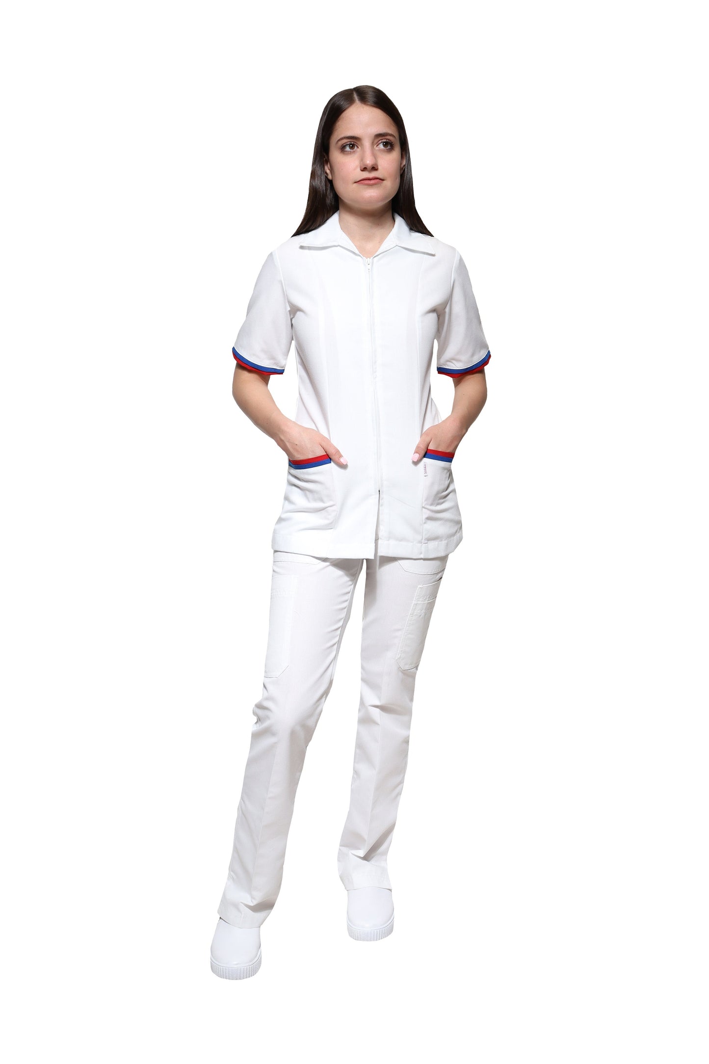 Filipina Top KA-01 ENF -Color BLANCO Dama-KAREN MEDICAL FASHION