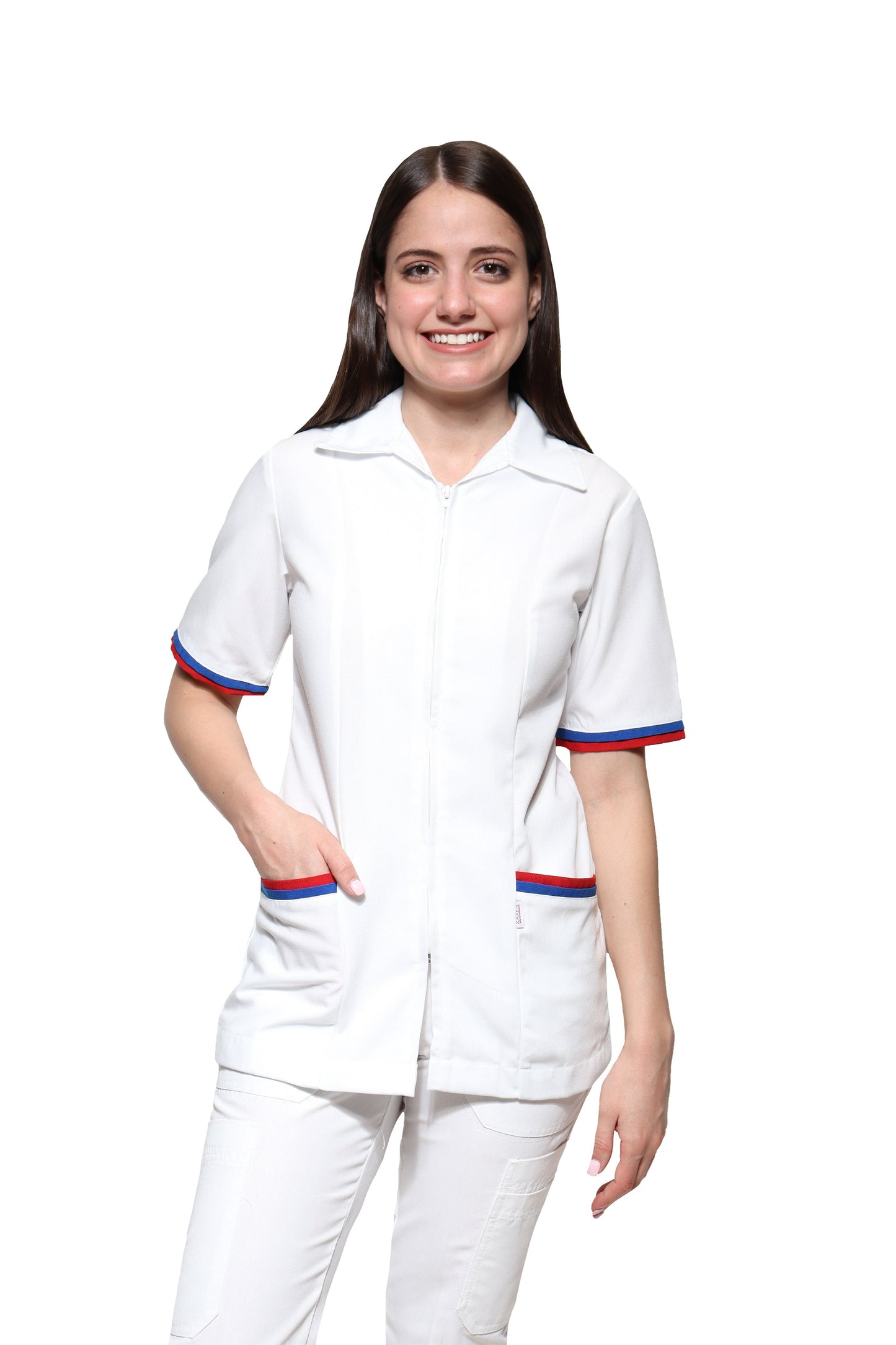 Filipina Top KA-01 ENF -Color BLANCO Dama-KAREN MEDICAL FASHION