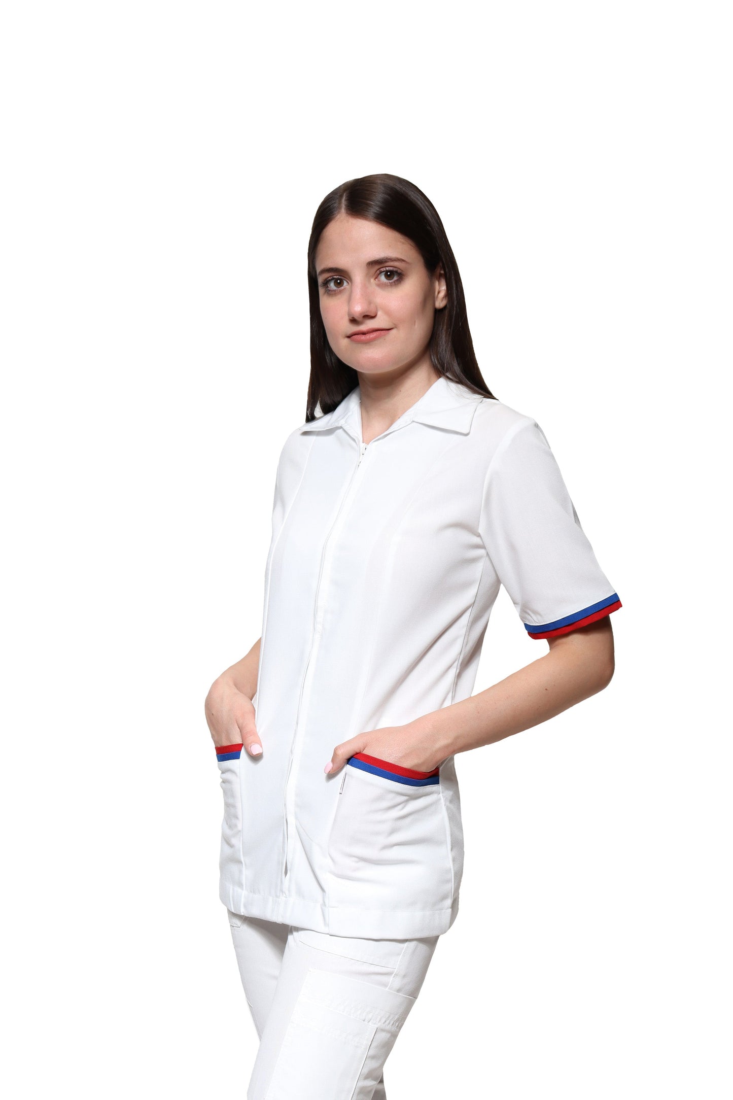 Filipina Top KA-01 ENF -Color BLANCO Dama-KAREN MEDICAL FASHION