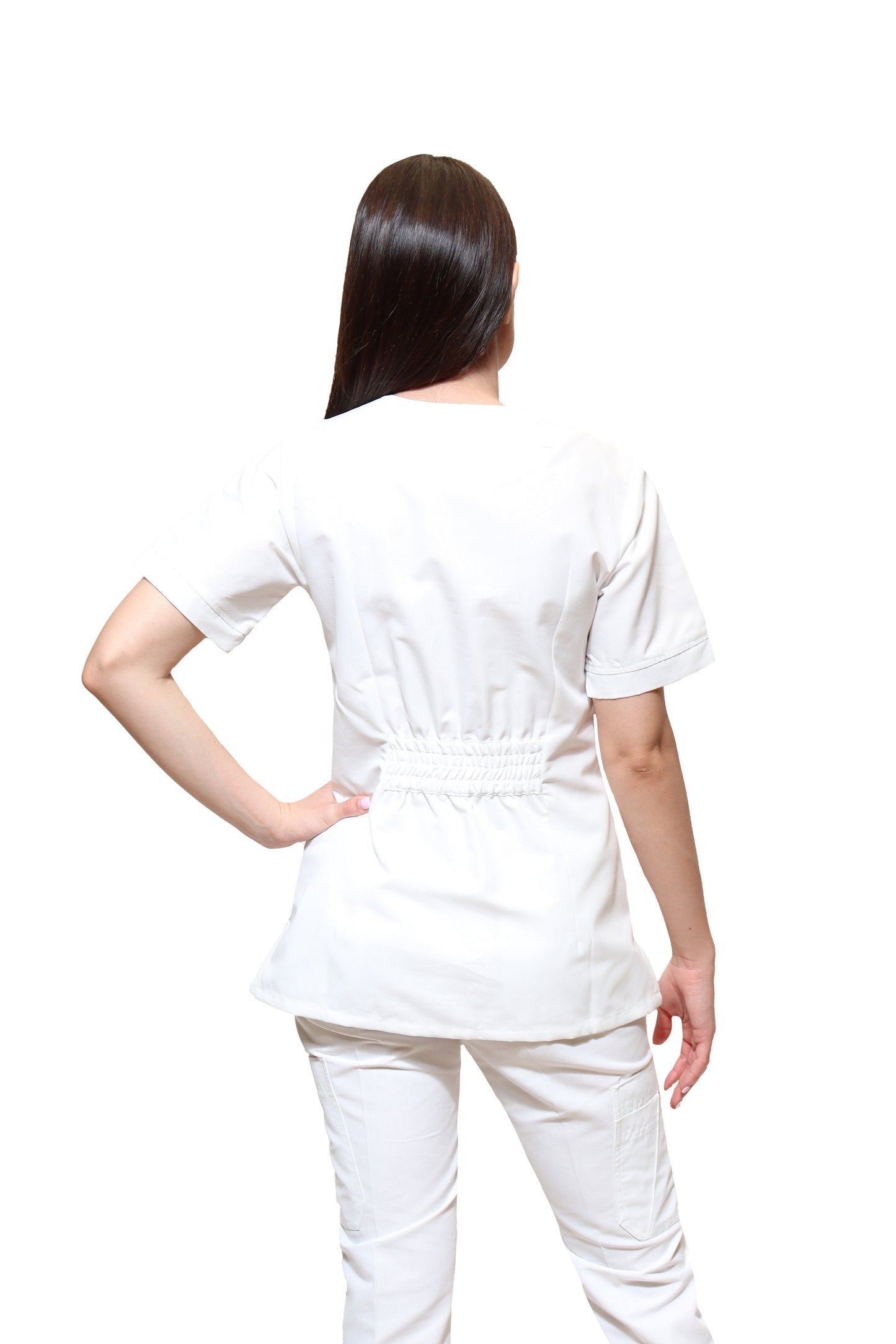 Filipina Top KA-66 MARILU -Color BLANCO Dama-KAREN MEDICAL FASHION