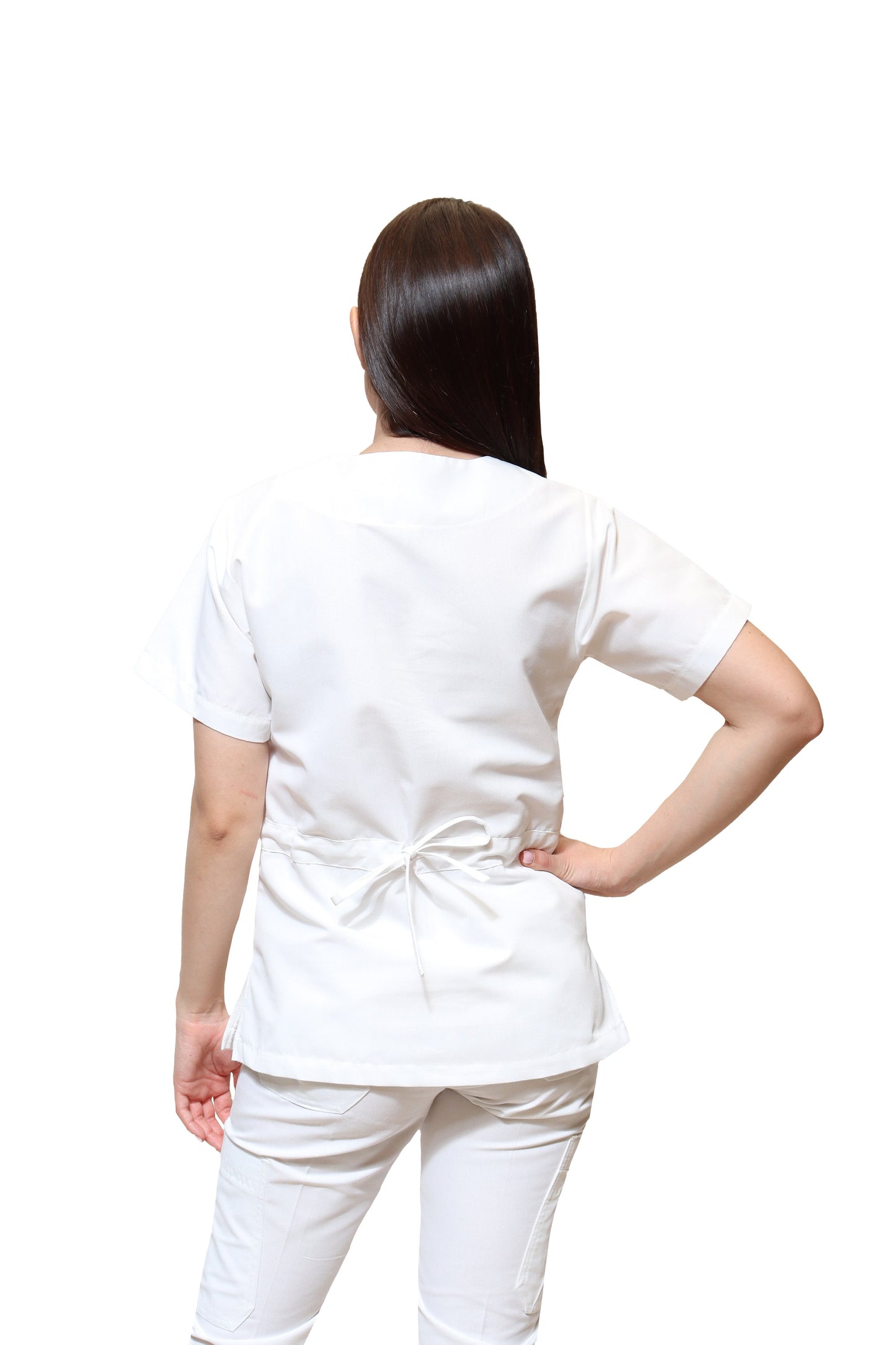 Filipina Top KA-70 BIES LISO -Color BLANCO Dama-KAREN MEDICAL FASHION