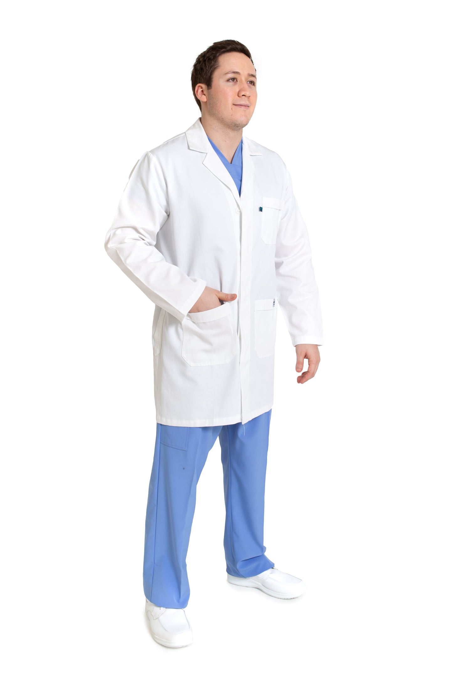 Bata Médica de Caballero HA-33R- CON TECNOLOGÍA REPELENCIA - GABARDINA-Botón Oculto-HASSAN Uniformes