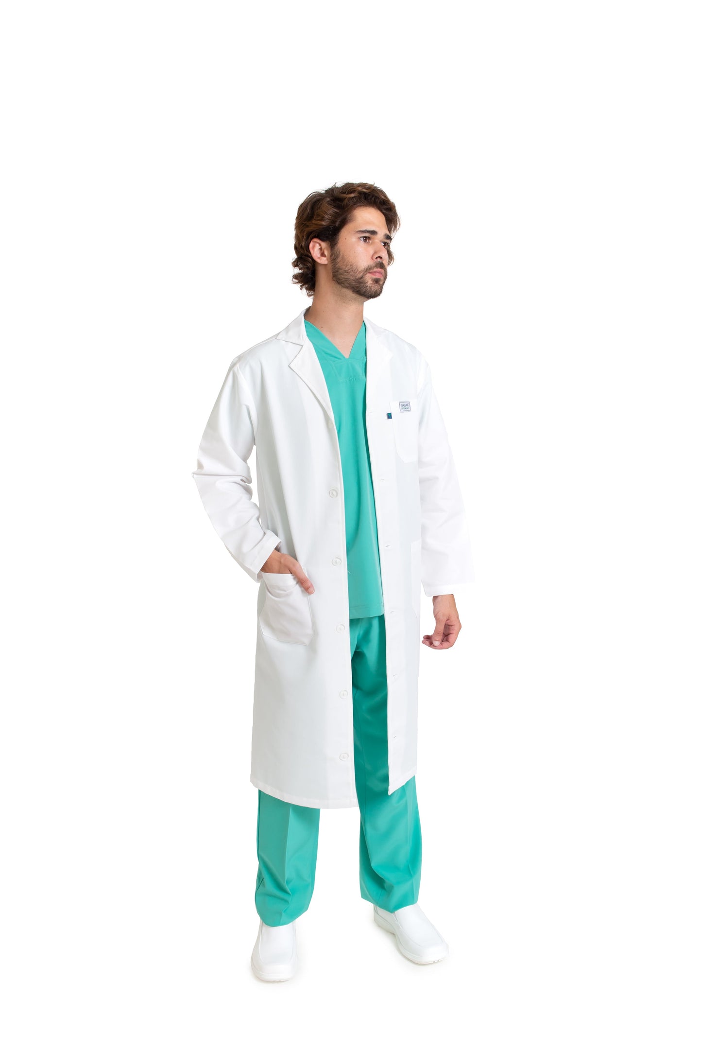Bata Médica para Caballero LARGA-HA-10R XL CON TECNOLOGÍA REPELENCIA -Profesional-HASSAN Uniformes