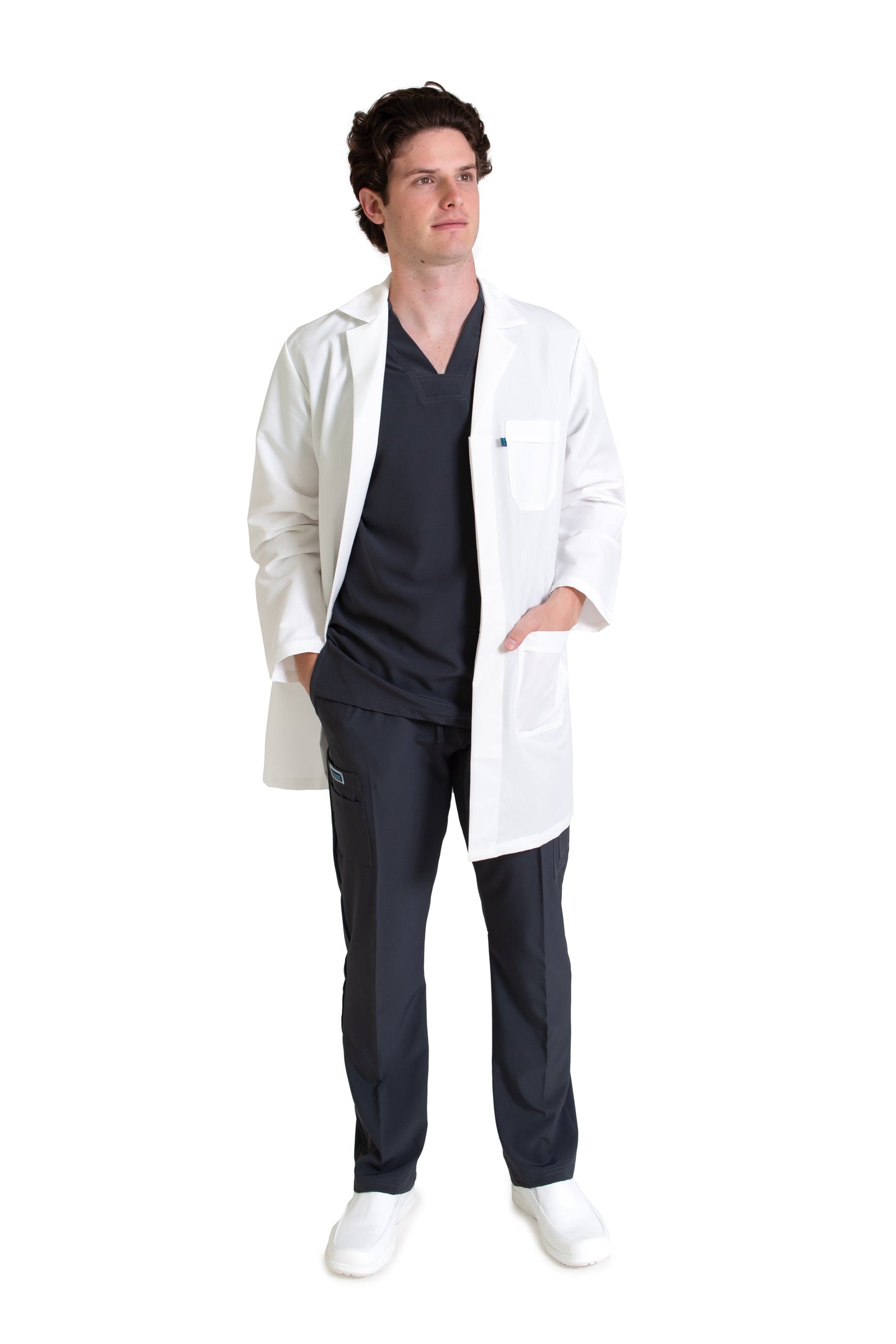 Bata Médica para Caballero-Botón Oculto-HA-30-Profesional-HASSAN Uniformes