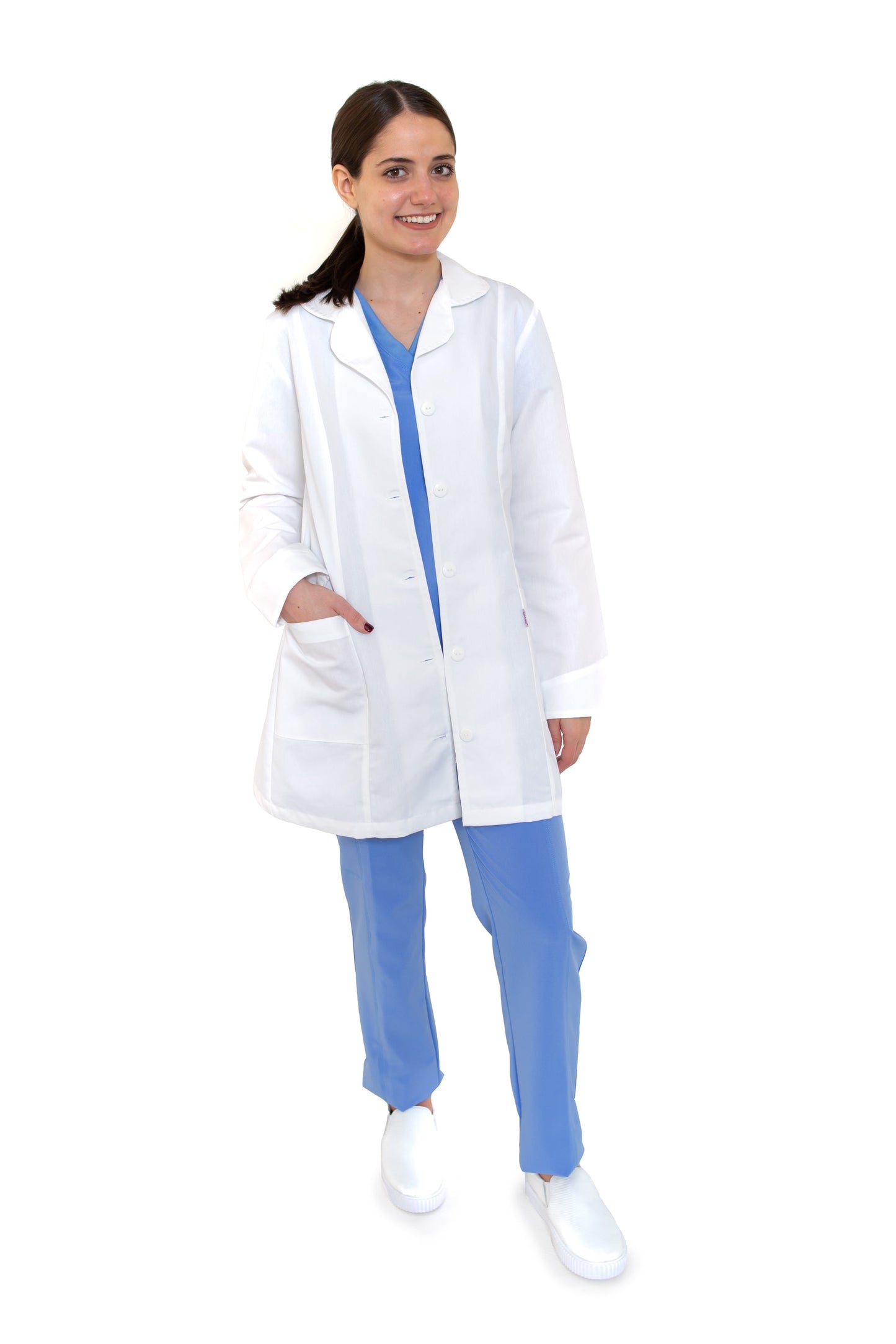 Bata Médica de Laboratorio para Dama KA-32R CON TECNOLOGÍA REPELENCIA -ALFORZAS-Karen Medical Fashion