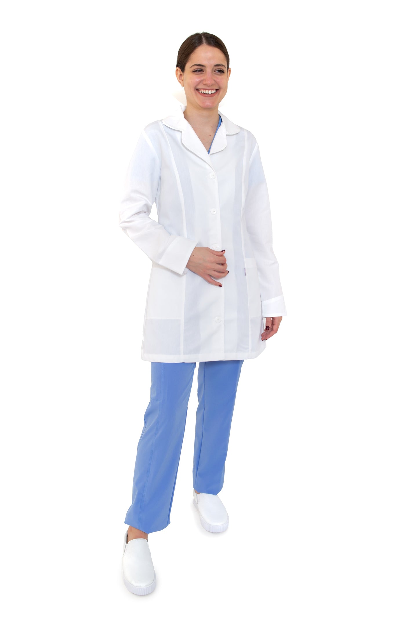 Bata Médica de Laboratorio para Dama KA-32R CON TECNOLOGÍA REPELENCIA -ALFORZAS-Karen Medical Fashion