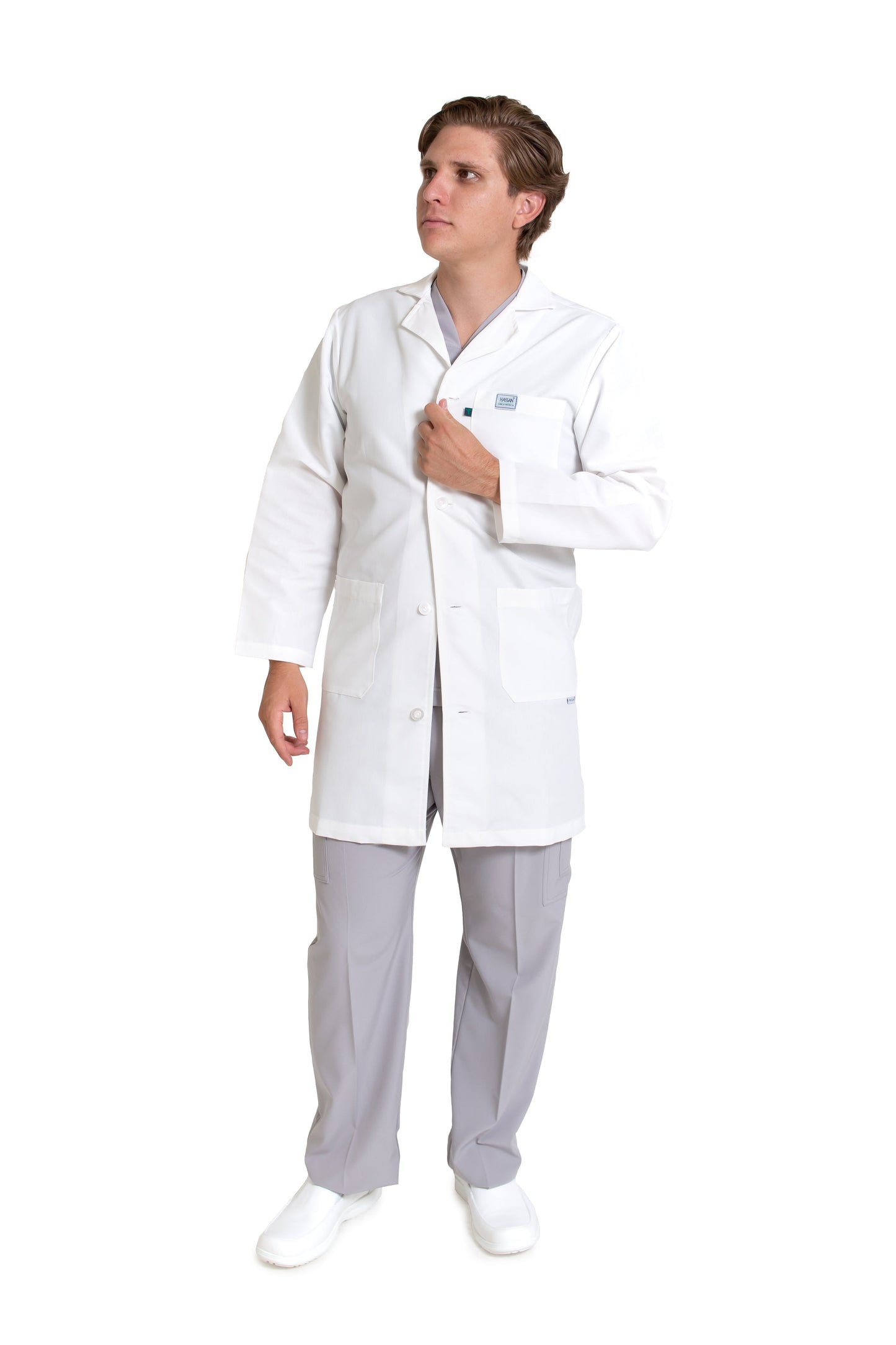 Bata Médica de Laboratorio para Caballero HA-10R CON TECNOLOGÍA REPELENCIA -Profesional-HASSAN Uniformes
