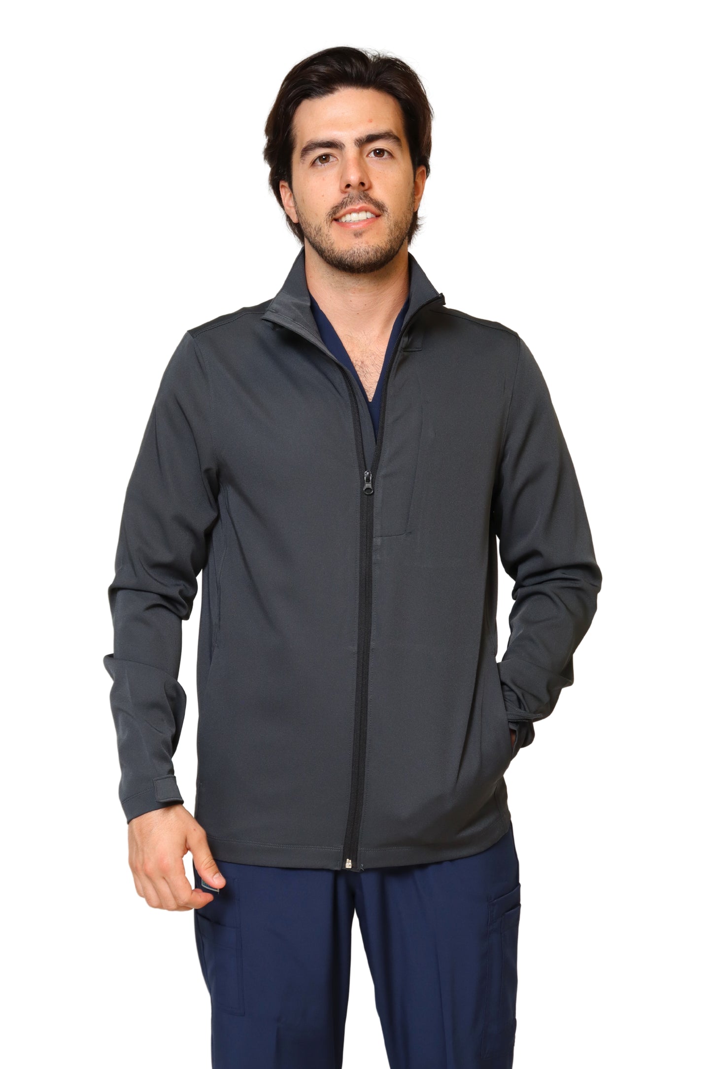 CHAMARRA FIT JACKET EXTRA GRUESA- DOBLE STRETCH CON CIERRE con REPELENTE A FLUIDOS para Caballero - EA-10