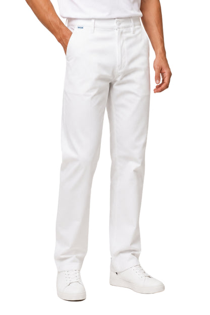 PANTALÓN DE GABARDINA HA-17R Blanco - con  TECNOLOGÍA REPELENCIA - CABALLERO