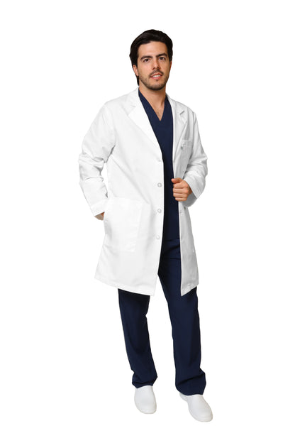 Bata Médica y de Laboratorio UNISEX con REPELENTE A FLUIDOS- TELA POPELINA- HA-9599R