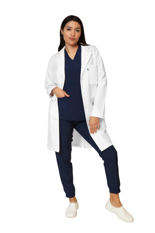 Bata Médica y de Laboratorio UNISEX con REPELENTE A FLUIDOS- TELA POPELINA- HA-9599R