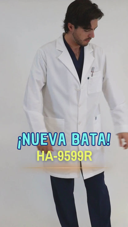 Bata Médica y de Laboratorio UNISEX con REPELENTE A FLUIDOS- TELA POPELINA- HA-9599R