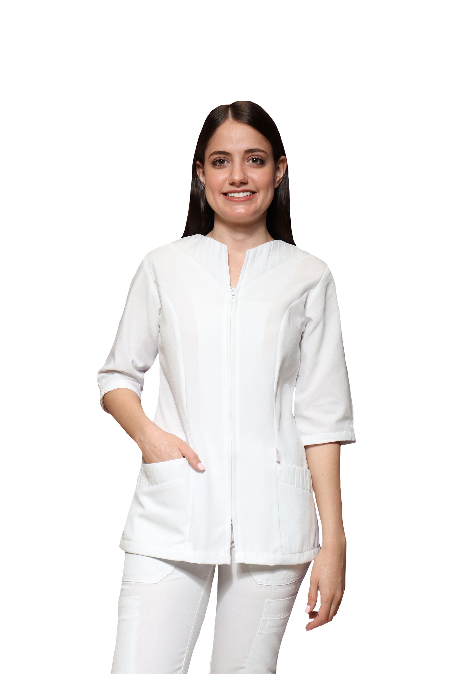 Filipina Top  AI-122 - PLIZADO  DAMA - Color BLANCO