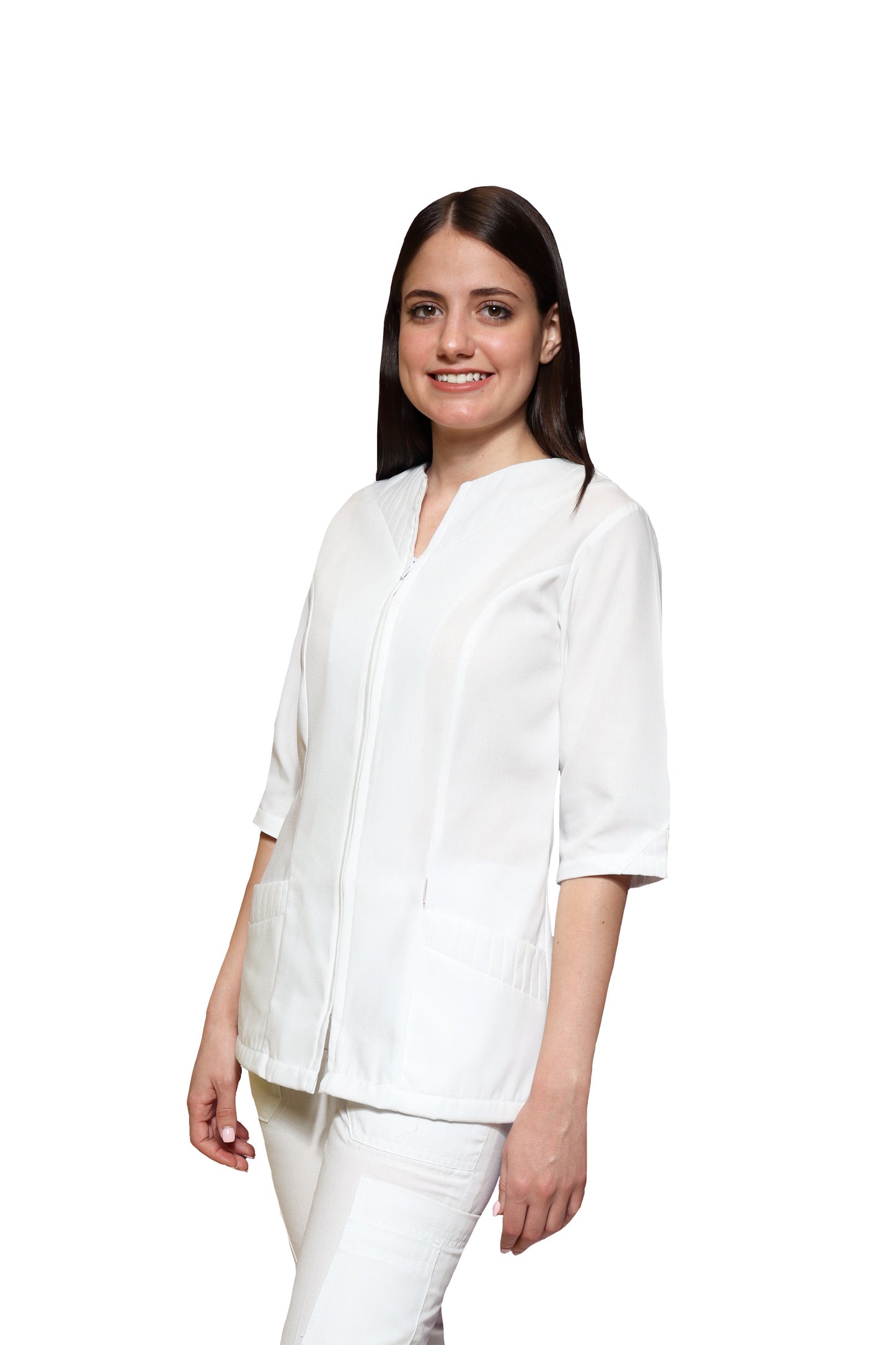 Filipina Top  AI-122 - PLIZADO  DAMA - Color BLANCO