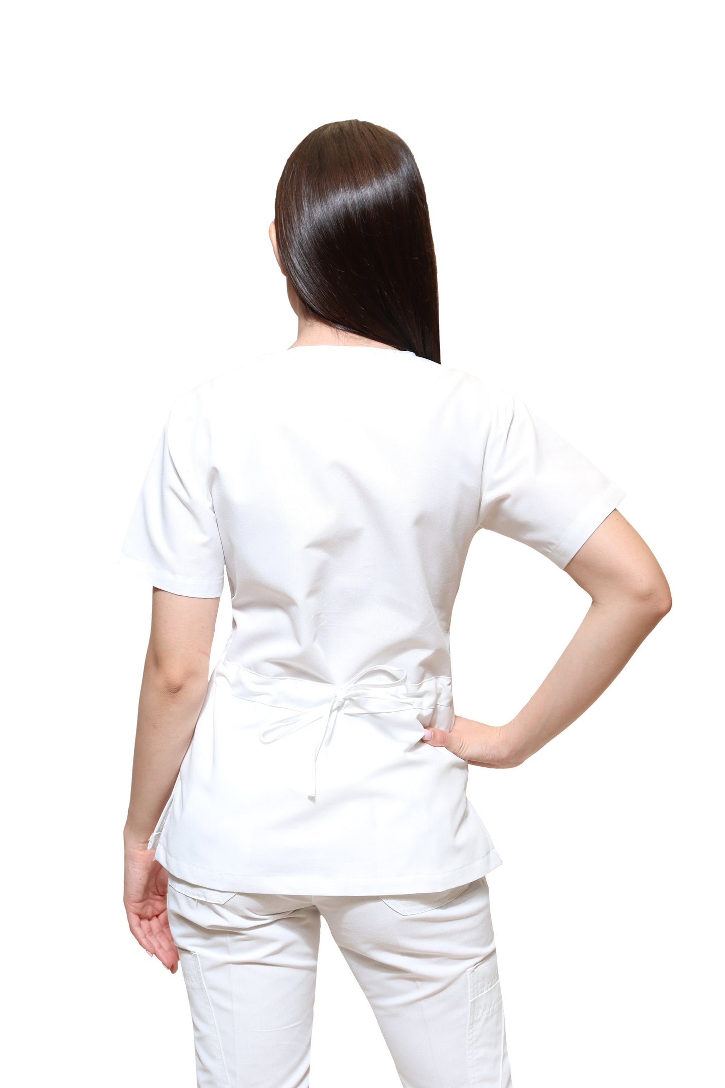 Filipina Top KA-55 ACORDEON -Color BLANCO Dama-KAREN MEDICAL FASHION