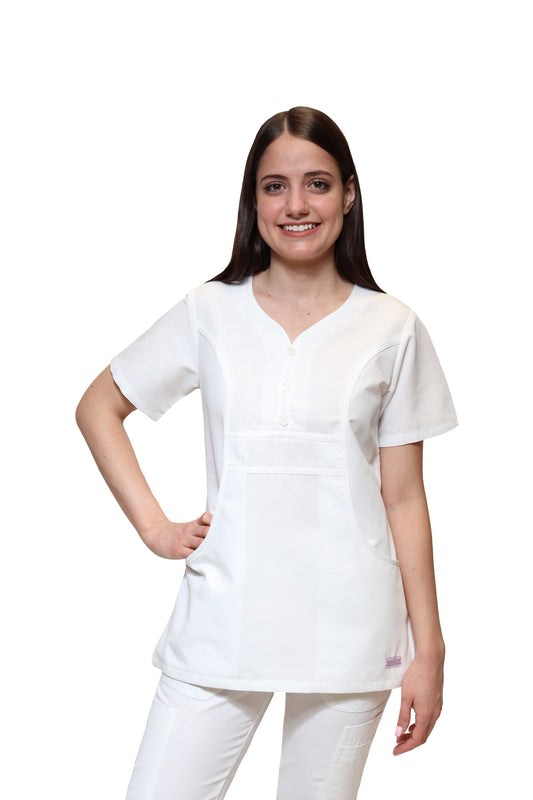 Filipina Top KA-64 SANDY -Color BLANCO Dama-KAREN MEDICAL FASHION